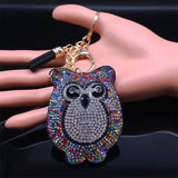 Crystal Owl Keychain Nighthawk Key Ring Rhinestone Car Bag Accessories