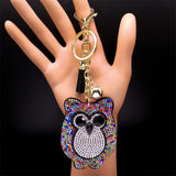 Crystal Owl Keychain Nighthawk Key Ring Rhinestone Car Bag Accessories