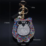 Crystal Owl Keychain Nighthawk Key Ring Rhinestone Car Bag Accessories