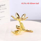 Metal Sphere Stone Display Stand Tree Leaf Shape Holder