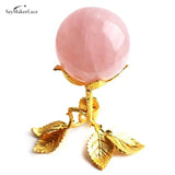 Metal Sphere Stone Display Stand Tree Leaf Shape Holder