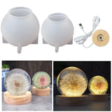 Crystal Ball Night Lights Resin Mold with Flower and LED Base