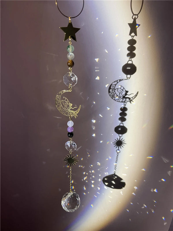 Crystal Ball Suncatcher Moon Stars Angel Girls Windows Hanging Decor