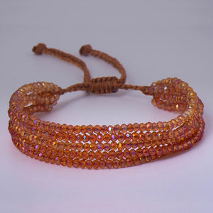 Red Crystal Bead Bracelet Natural Stone Woven Ladies Summer Accessories