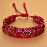 Red Crystal Bead Bracelet Natural Stone Woven Ladies Summer Accessories