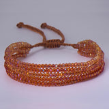Red Crystal Bead Bracelet Natural Stone Woven Ladies Summer Accessories