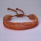 Red Crystal Bead Bracelet Natural Stone Woven Ladies Summer Accessories