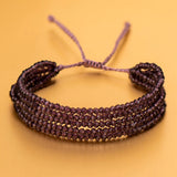 Red Crystal Bead Bracelet Natural Stone Woven Ladies Summer Accessories