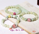 Vintage Garnet Chalcedony Bracelet with Rhinestone Charms