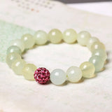 Vintage Garnet Chalcedony Bracelet with Rhinestone Charms