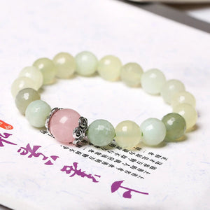 Vintage Garnet Chalcedony Bracelet with Rhinestone Charms