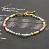 Crystal Beaded Freshwater Pearl Anklet Bohemian Jewelry Women Teen Girl