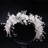 Crystal Beaded Hair band Earrings Set Bride's Wedding Tiara