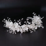 Crystal Beaded Hair band Earrings Set Bride's Wedding Tiara