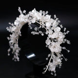 Crystal Beaded Hair band Earrings Set Bride's Wedding Tiara