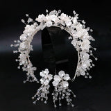 Crystal Beaded Hair band Earrings Set Bride's Wedding Tiara