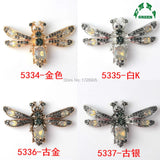 Crystal Bee Honeybee Button 10pcs 34x52mm Alloy Charms DIY Pendant Jewelry
