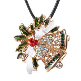 Crystal Bell Pendant Long Necklace Vintage Bead Gothic Chains Christmas Gift