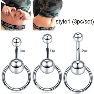 Snowflake Belly Ring Set 14G Dangle Navel Piercing