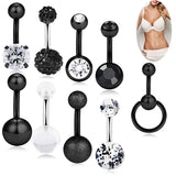 Snowflake Belly Ring Set 14G Dangle Navel Piercing