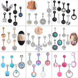 Snowflake Belly Ring Set 14G Dangle Navel Piercing