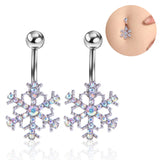 Snowflake Belly Ring Set 14G Dangle Navel Piercing