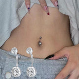 Crystal Belly Button Rings Navel Ring Zircon Drop Dangle Body Piercing