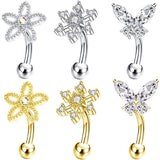 Crystal Butterfly Belly Ring Snow Body Piercing Jewelry