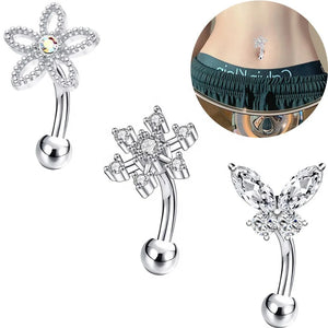 Crystal Butterfly Belly Ring Snow Body Piercing Jewelry