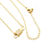 Crystal Lock And Key Pendant Necklace Women Jewelry Stainless Steel