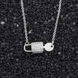 Crystal Lock And Key Pendant Necklace Women Jewelry Stainless Steel