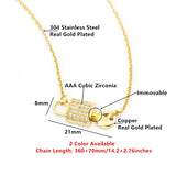 Crystal Lock And Key Pendant Necklace Women Jewelry Stainless Steel