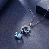 Crystal Star Cube Moon Star Pendant Necklace S925 Sterling Silver Chain