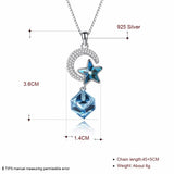 Crystal Star Cube Moon Star Pendant Necklace S925 Sterling Silver Chain