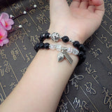 Crystal Kitten Oil Leaf Multilayer Bracelet for Women