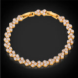Yellow Gold/Silver CZ Crystal Bracelet Gift for Women H451