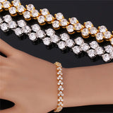 Yellow Gold/Silver CZ Crystal Bracelet Gift for Women H451