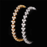 Yellow Gold/Silver CZ Crystal Bracelet Gift for Women H451