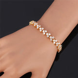 Yellow Gold/Silver CZ Crystal Bracelet Gift for Women H451
