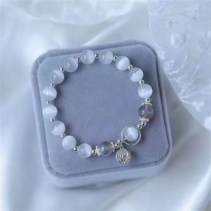 Cat Eye Lime Moonlight Bell Bead Bracelet