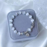 Cat Eye Lime Moonlight Bell Bead Bracelet