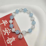 Cat Eye Lime Moonlight Bell Bead Bracelet