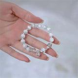 Cat Eye Lime Moonlight Bell Bead Bracelet