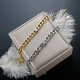 CZ Pendant Cuban Chain Bracelet Stainless Steel Women Jewelry