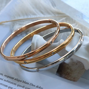 Crystal Bracelets Titanium Steel Plated Bangles for Women
