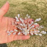 Crystal Bridal Hair Comb, Pearl Wedding Hair Clips