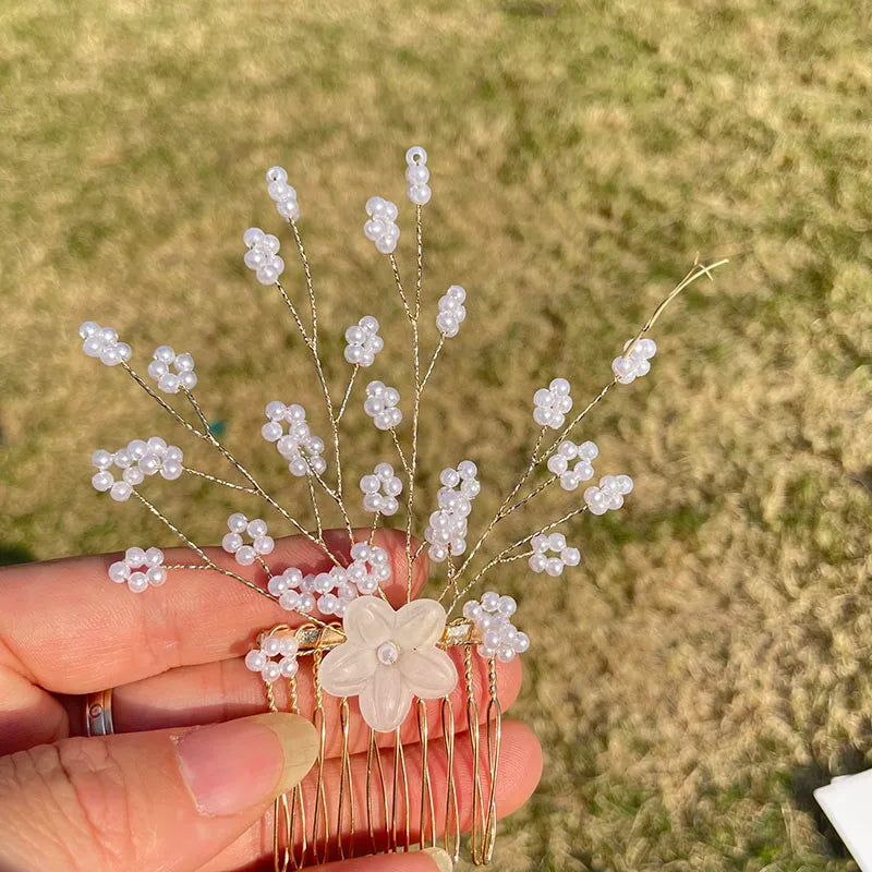 Crystal Bridal Hair Comb, Pearl Wedding Hair Clips
