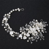Crystal Bride Wedding Pearl Headbands Hair Vine Headdress Jewelry