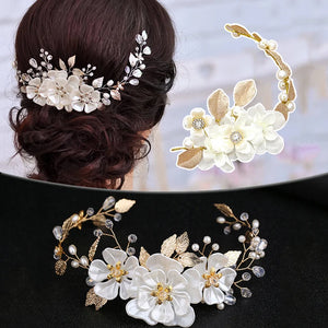 Crystal Bride Wedding Pearl Headbands Hair Vine Headdress Jewelry