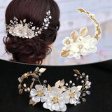 Crystal Bride Wedding Pearl Headbands Hair Vine Headdress Jewelry